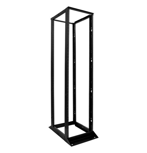45U 4 post Open Rack, Black, Aluminum Frame, Adjustable Depth
