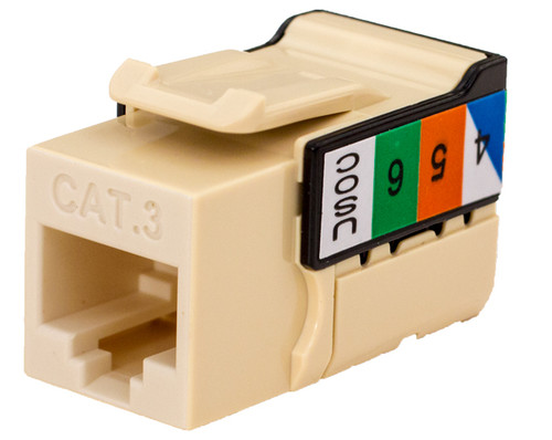 CAT3 Voice Grade Keystone Modular Jack, RJ11 90° 6×6
