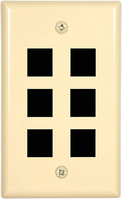 Vertical Cable Keystone Wall Plates (6 Port Ivory)