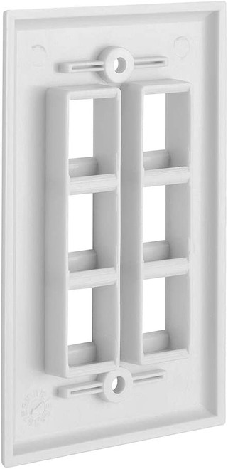 Vertical Cable 6 Port Keystone Wall Plate Single-Gang Wall Plate with Standard Size Keystone Jack Insert - White