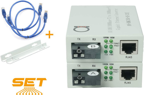 Single Mode SC WDM Single Fiber Bi-Di Gigabit Media Converter Built-in Fiber Module 20km (12.42 Miles) to UTP Cat5e Cat6 10 100 1000 RJ-45 Auto Sensing Gigabit or Fast Ethernet Speed -1 Pair