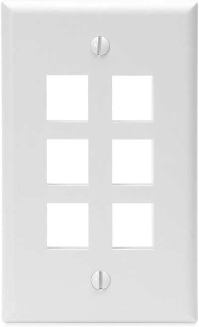 6-Port QuickPort Wallplate Single Gang, White