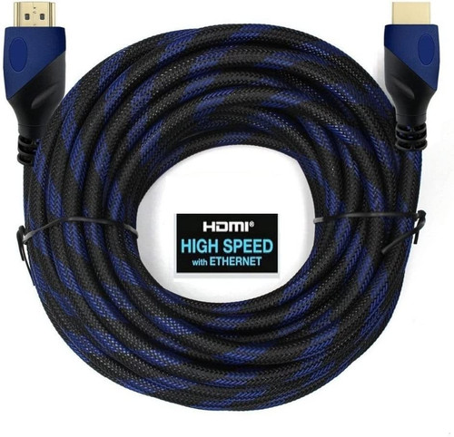 HDMI Cable 75 FEET, V1.4 Ultra-High Speed Supports Ethernet Audio Return (ARC) Bandwidth up to 18Gbps 3D HD 1080p Ready 75ft Braided Nylon Cable Cord Gold Plated Blue