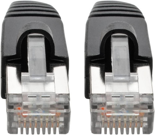 Cat6a Snagless Shielded STP Patch Cable 10G-Certified, PoE, Black M/M 3ft 3