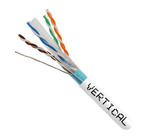 Vertical Cable Category-6 Shielded F/UTP 23AWG 8C Solid Bare Copper 550MHz Riser Rated PVC Jacket 1000ft. White (062-509/S/WH)