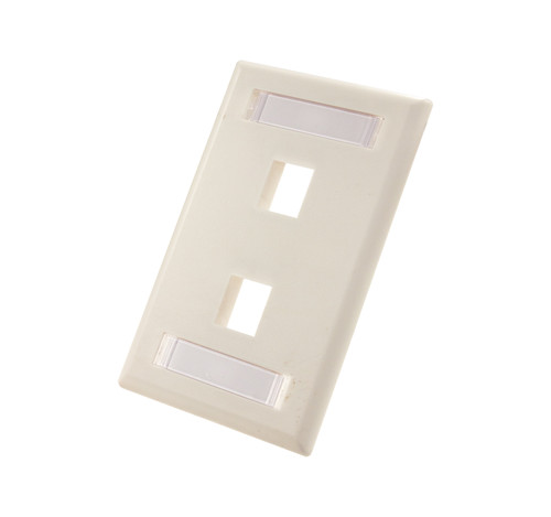 Vertical Cable Keystone Wall Plate with ID Window 2-Port White (305-311ID/2P/WH)