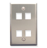 Face Plate 4 Port Stainless Steel for flush mounting jacks