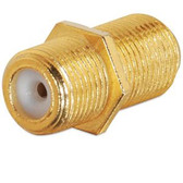 Coupler, F-Type F/F, gold plated brass, w/ nut and washer