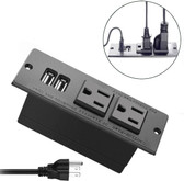 Recessed Power Strip Socket with 2-Outlet & 2 USB Ports  9.8Ft Cord,Desktop Power Grommet Power Strip