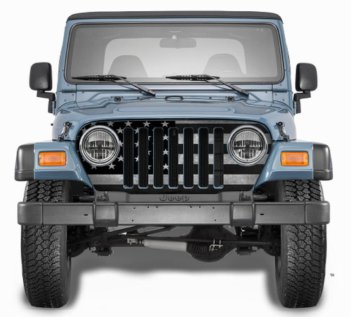 Jeep Grill Wrap - Waving American Flag Wrangler 1997-2006 - Chrome  Camouflage