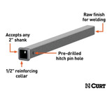 Raw Steel 2"x2" Square Receiver Tube 36"