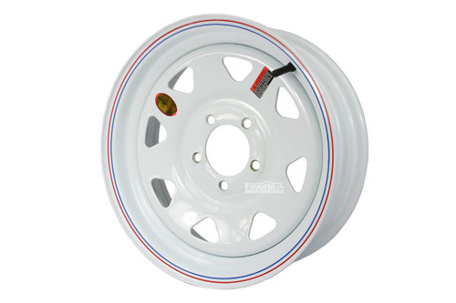 15" White Spoke Steel Trailer Rim 5-lug on 5"