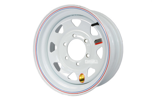 15" White Spoke Steel Trailer Rim 6-lug on 5.5"
