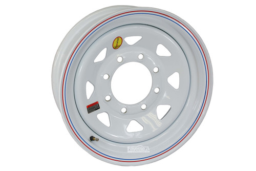 16" White Spoke Steel Trailer Rim 8-lug on 6.5"