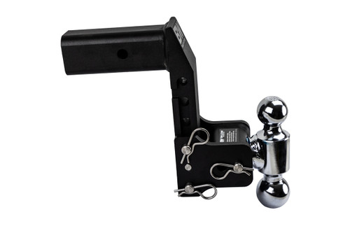 2-1/2" GMC/Chevy MultiPro tailgate 7" Drop Adjustable 2-Ball Mount - 14.5K Rated - Black