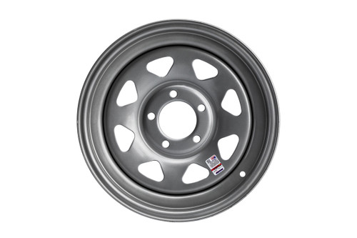 15" Silver Spoke Steel Trailer Rim 5-lug on 4.5"