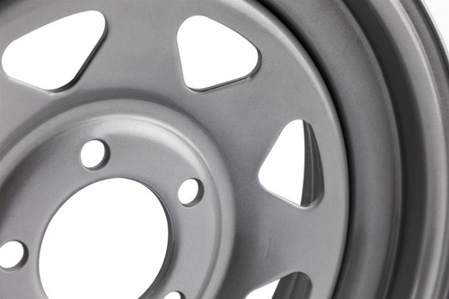 15" Silver Spoke Steel Trailer Rim 5-lug on 4.5"