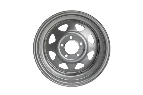 15" Silver Spoke Steel Trailer Rim 5-lug on 4.5"