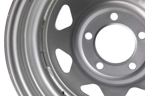 15" Silver Spoke Steel Trailer Rim 5-lug on 4.5"