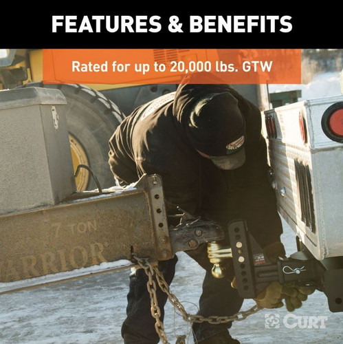 2-1/2" Adjustable Ball Mount 2-5/16" & 2" Ball-20,000 lbs.