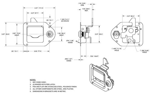 Stainless Slam/Paddle Latch Only for Top Lid Toolboxes