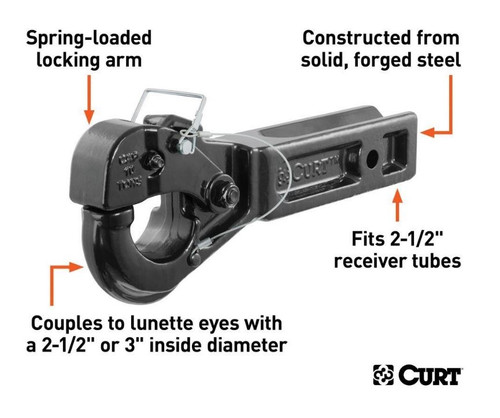 2-1/2" Receiver Mount Pintle Hook - 20,000 lb. Rating