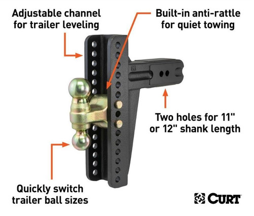 3" Adjustable Ball Mount 2-5/16" & 2" Ball Combo - 21,000 lbs.
