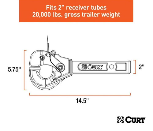 2" Receiver Mount Pintle Hook - 20,000 lb. Rating