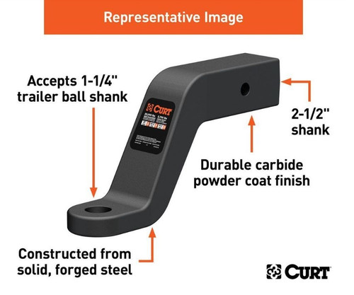 Commercial Duty Forged 2-1/2" Receiver Ball Mount 8" Drop 6-1/2" Rise