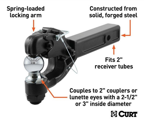 2" Receiver with2" Mounted Ball & Pintle Hook Combo
