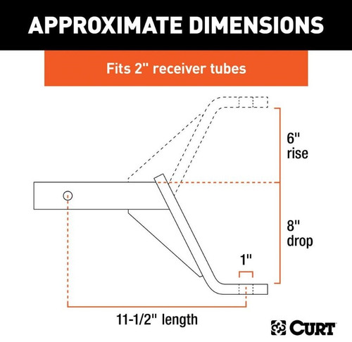 2"x2" Receiver Ball Mount 8" Drop 6" Rise - 5,000 lbs.