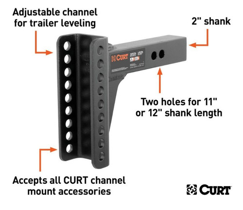Replacement Adjustable Channel Mount Only for 2" receivers - 14,000 lbs.