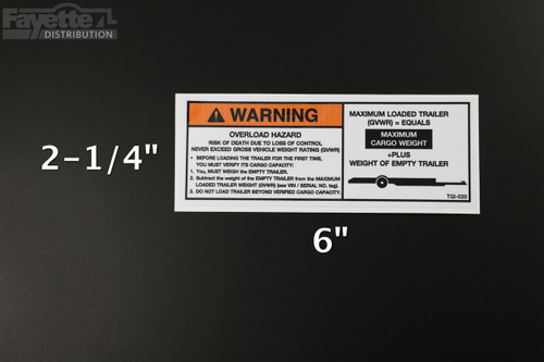"Overload Hazard" Trailer Warning Decal
