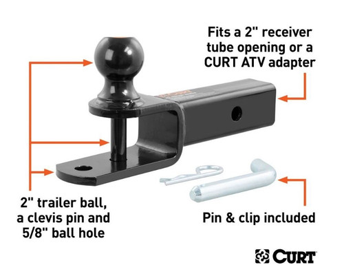 3 in 1 ATV Ball Mount Kit with 2" shank and 2" ball