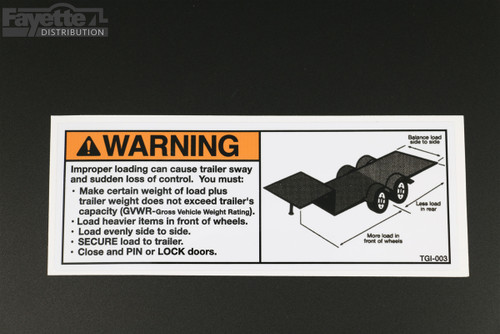 "Proper Loading Instructions For A Gooseneck" Warning Sticker