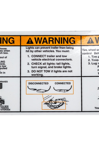 Warning Decal "Bumper Pull / Electric Brake Instructions"