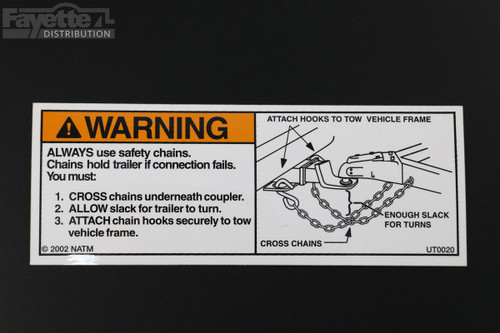 "Safety Chain Instructions" Trailer Warning Sticker