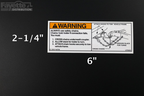 "Safety Chain Instructions" Trailer Warning Sticker