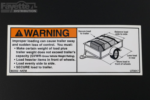 "Securing & Balancing Load" Trailer Warning Sticker