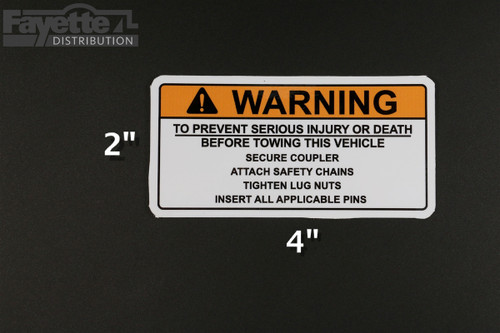 "Before Towing This Vehicle" Warning Decal / Sticker