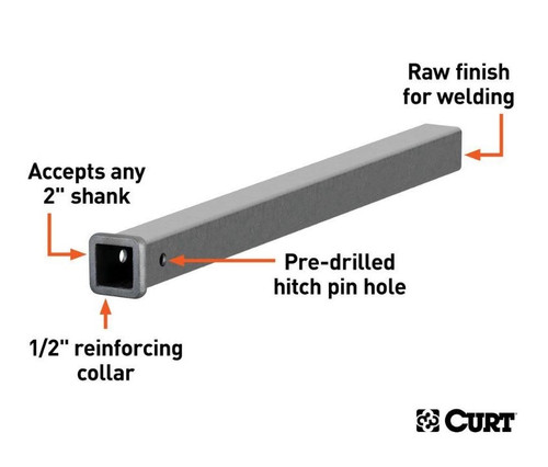 Raw Steel 2"x2" Square Receiver Tube 36"