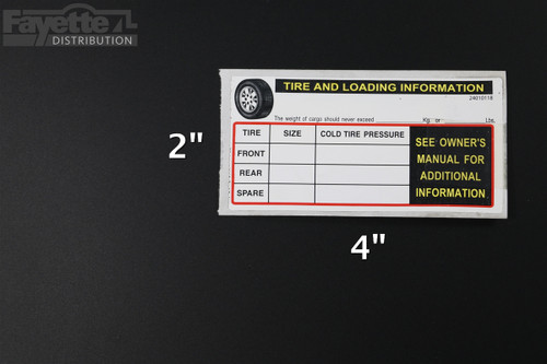 "Tire and Loading Information" Decal / Sticker