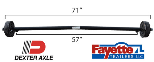 3,500 lb. Trailer Axle - Electric Brakes with5 on 5" 71" HF 57" SC