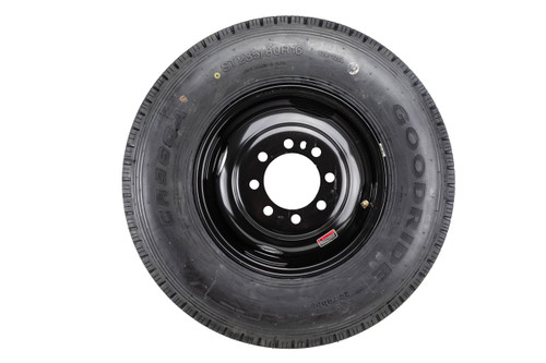 16" Goodride Radial Tire ST235/80R16 (14 ply)and (Black)Tandem Dual Gray Rim