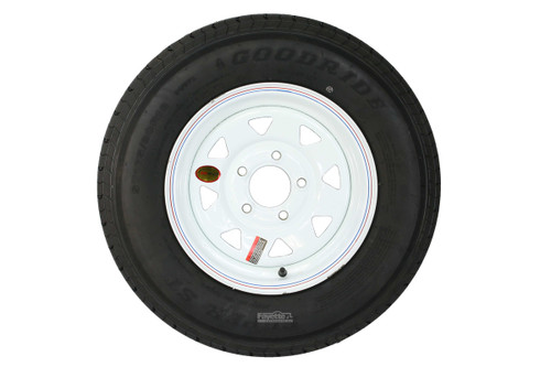 13" Goodride Radial Tire ST175/80R13 on White Spoke Rim 5-lug on 4.5"