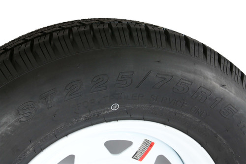 225/75R15 Radial Tire & 15" White Spoke Wheel 6-lug on 5.5"