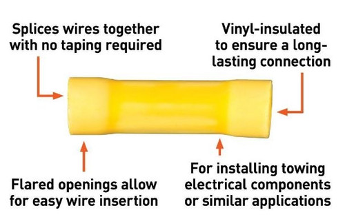 Vinyl Yellow Butt Connector - 12-10 gauge