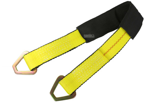 2"x33" Yellow Axle Strap with D-Rings & Protective Sleeve