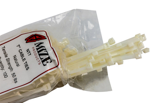 MIZE NT7 7" Cable Zip ties - Clear (Pack of 100)