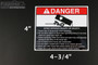 "Danger Avoid Injury" Dump Trailer Decal / Sticker